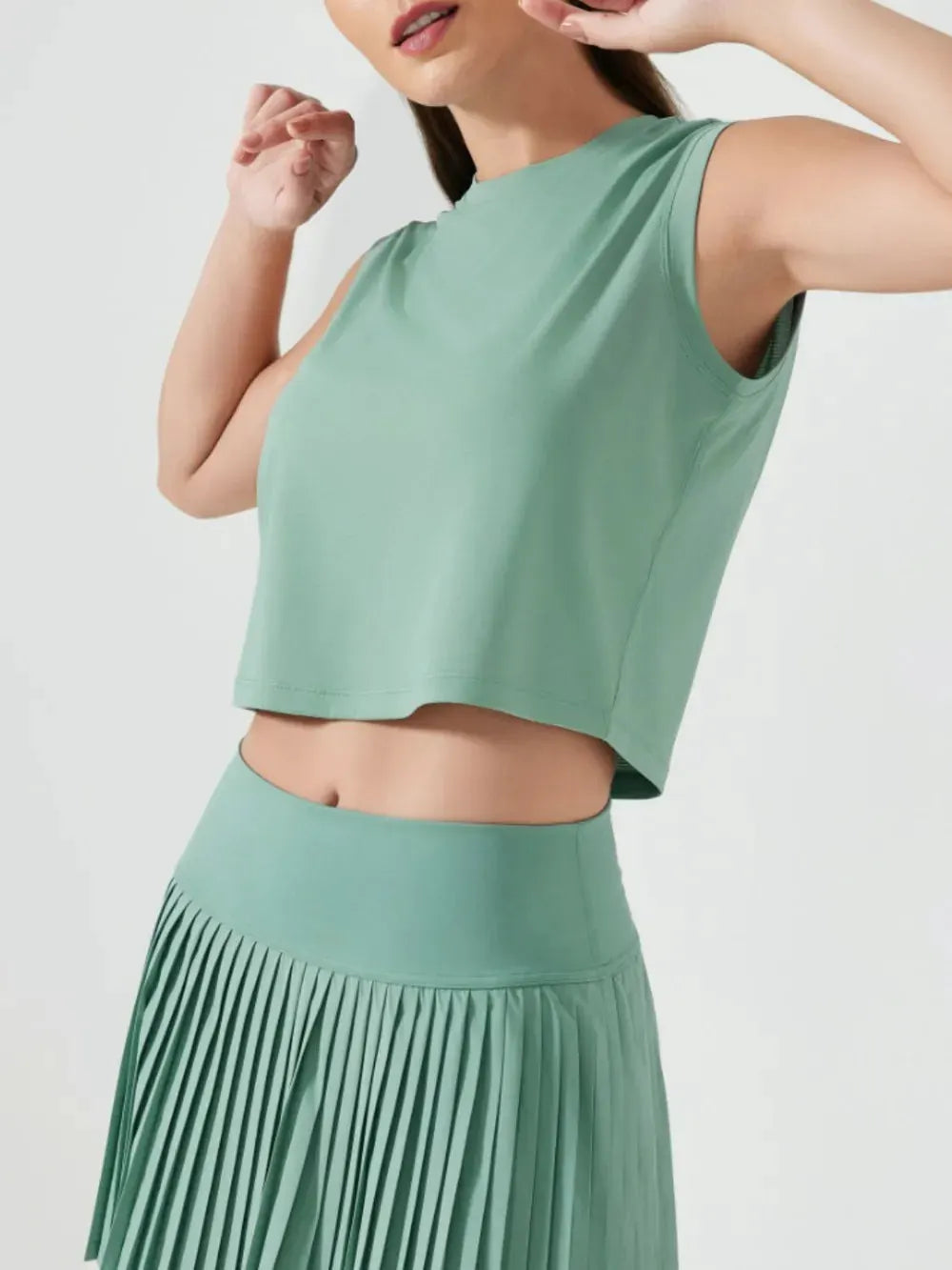 Millennia Round Neck Cropped Active Tank by Millennia