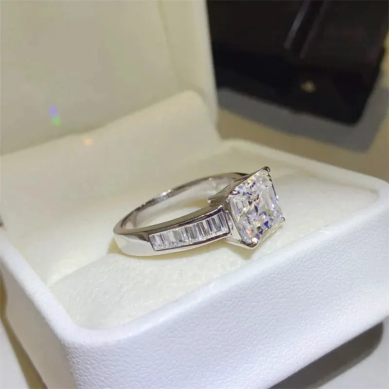 3 Carat Moissanite 925 Sterling Silver Square Shape Ring by Partner Label