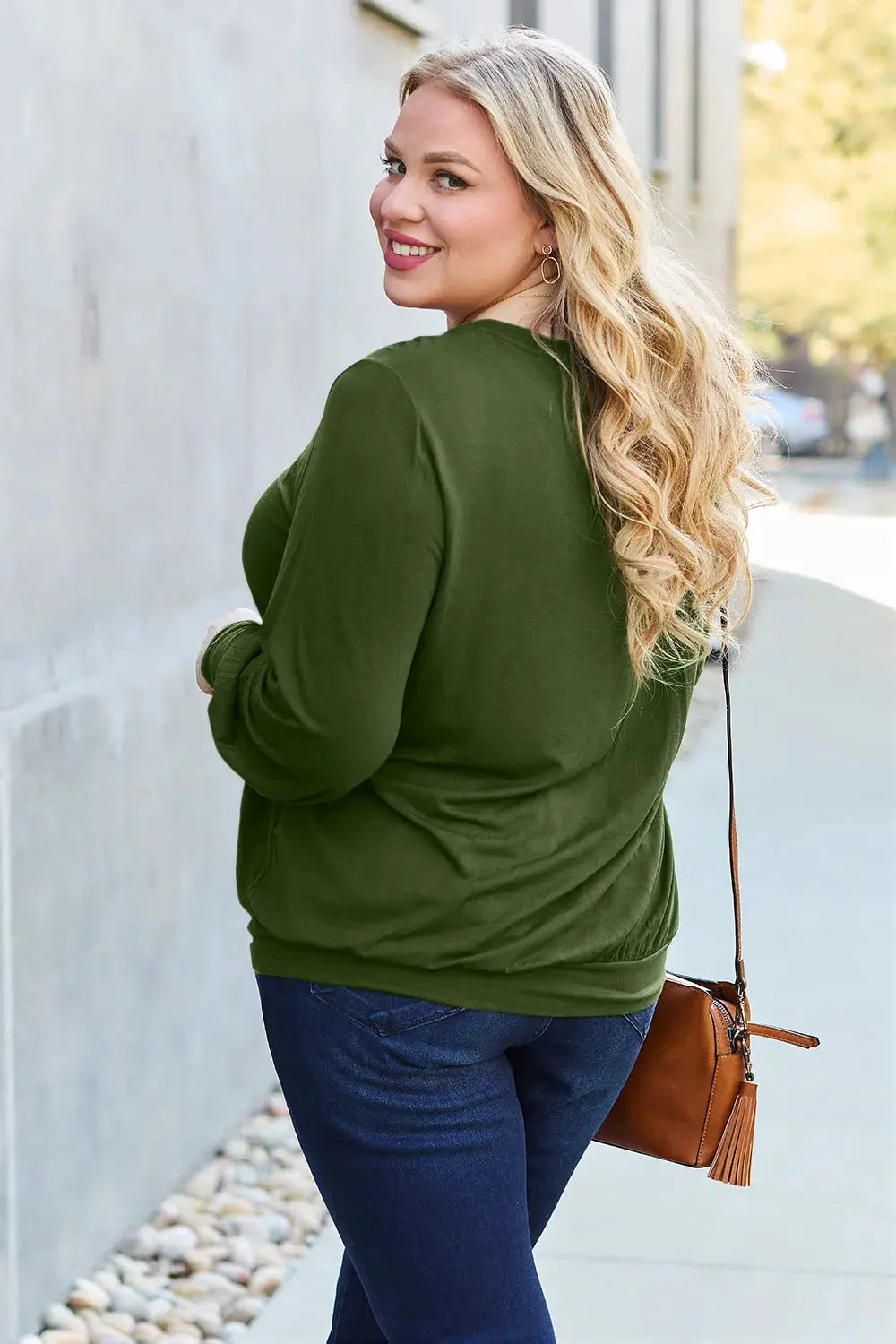 Basic Bae Full Size V-Neck Lantern Sleeve Top by Basic Bae