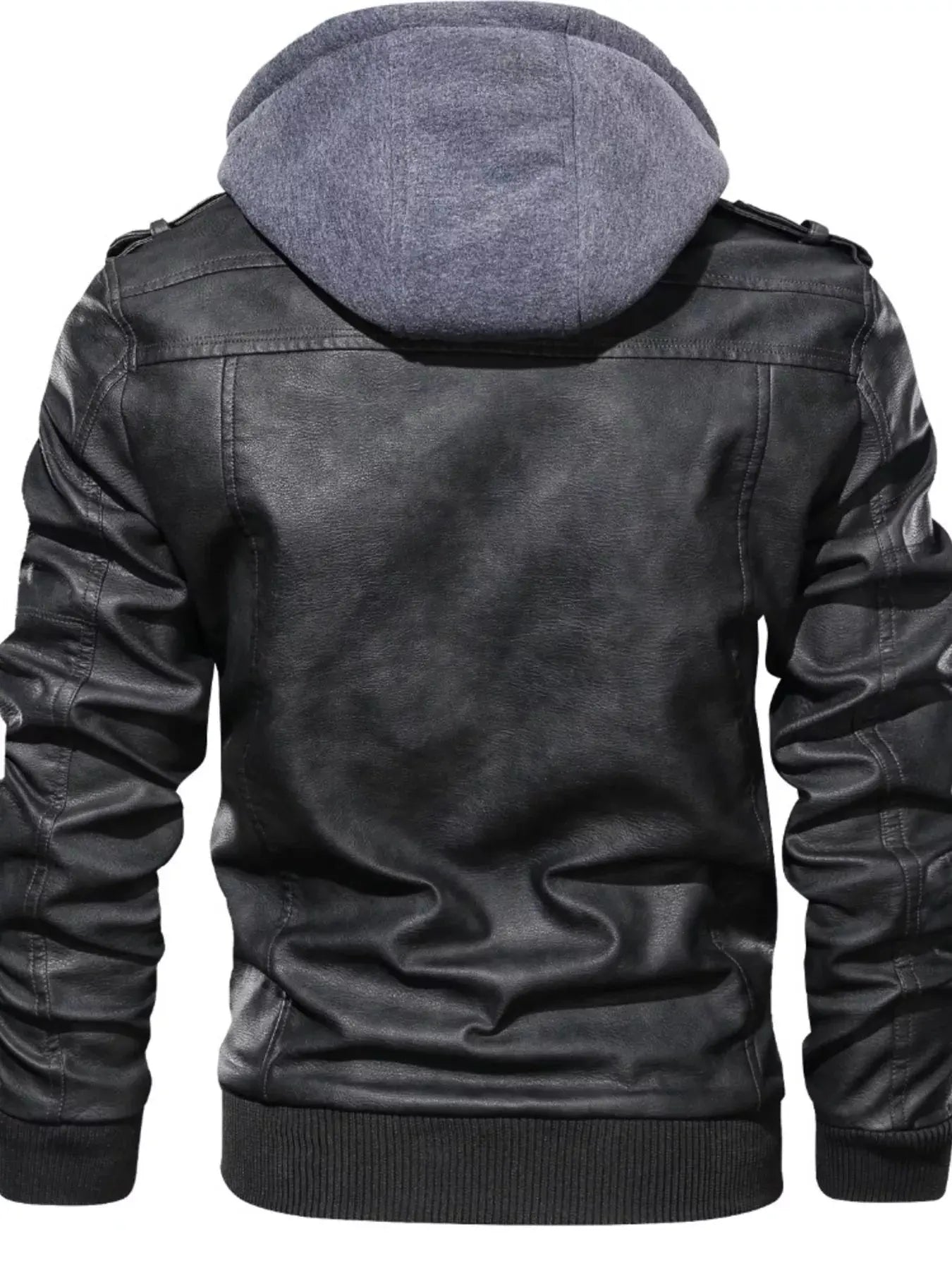 Men's Full Size Hooded Faux Leather Moto Jacket Plus Size by Partner Label