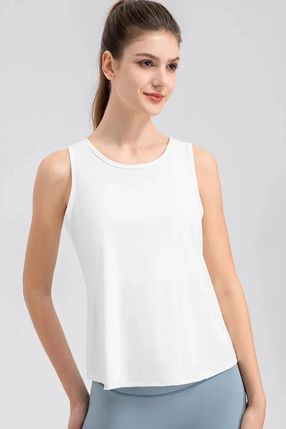 Wide Strap Round Neck Active Tank by Partner Label