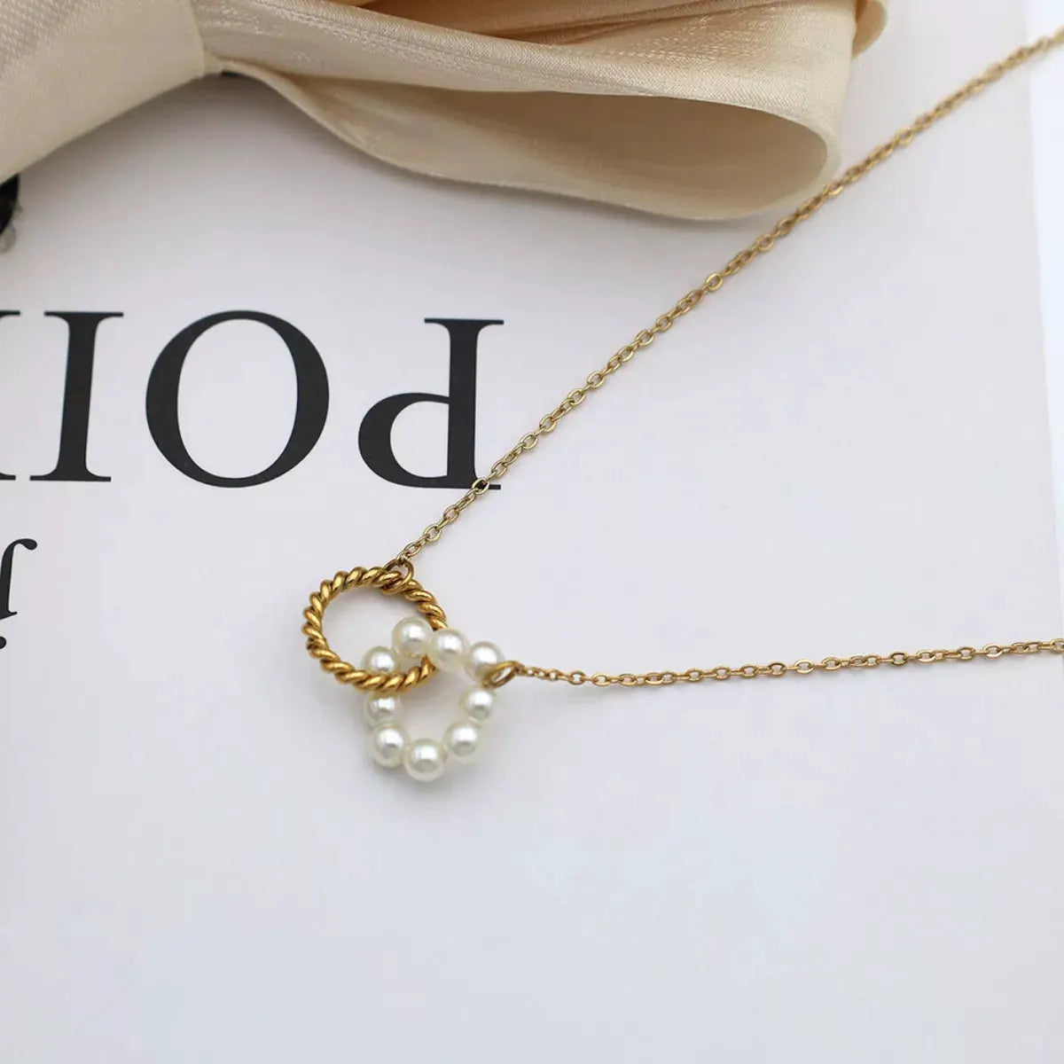 18K Gold-Plated Pearl Twisted Pendant Necklace by Partner Label