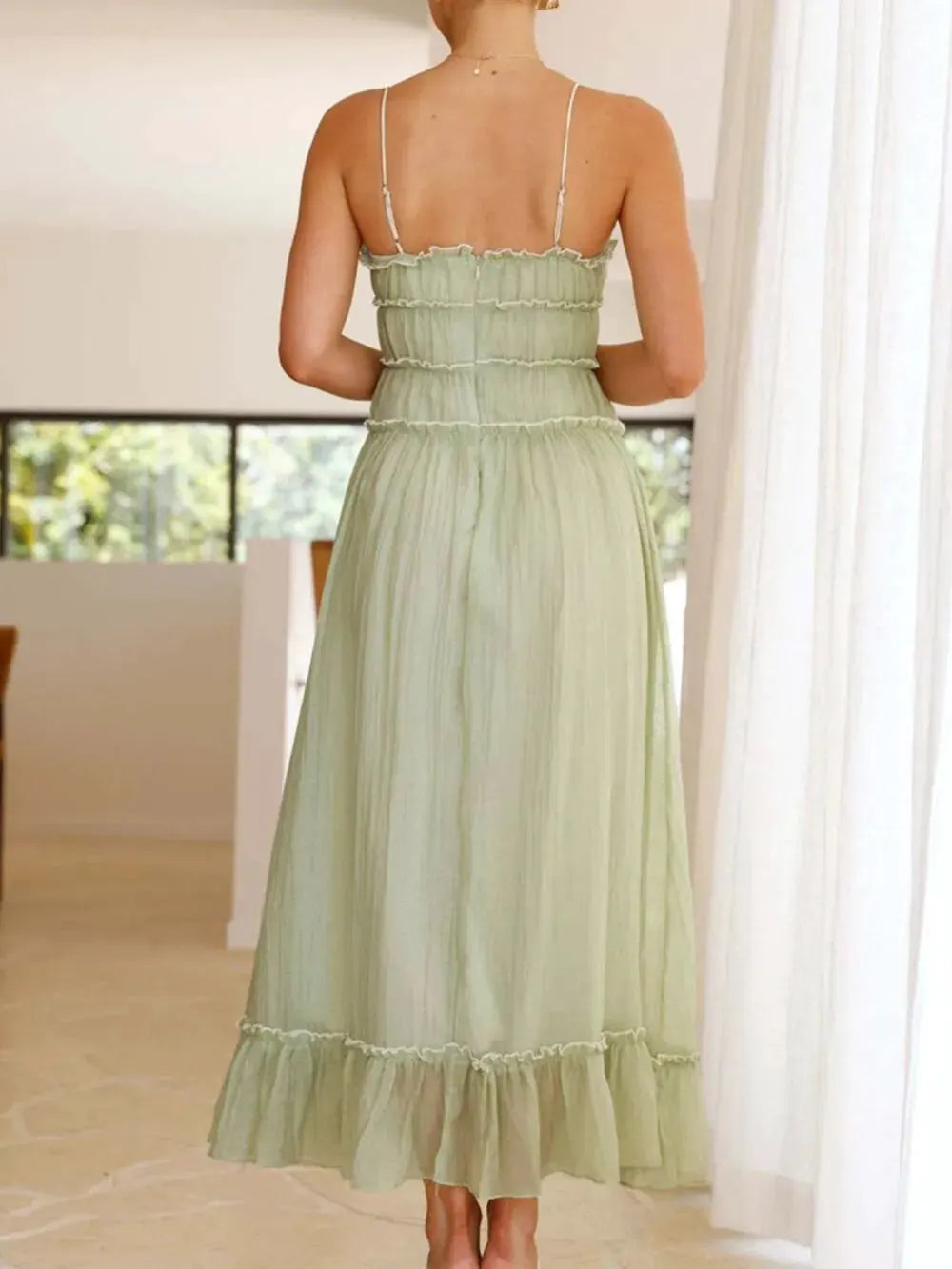 Devine Frill Ruffled Hem Midi Cami Dress by Devine