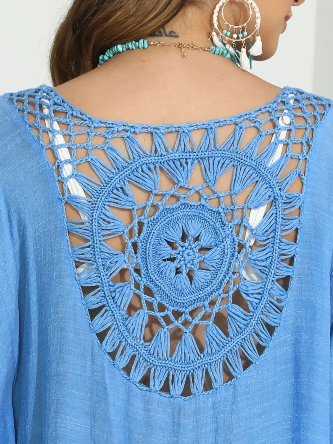 Tassel Crochet Round Neck Cover-Up by Partner Labels