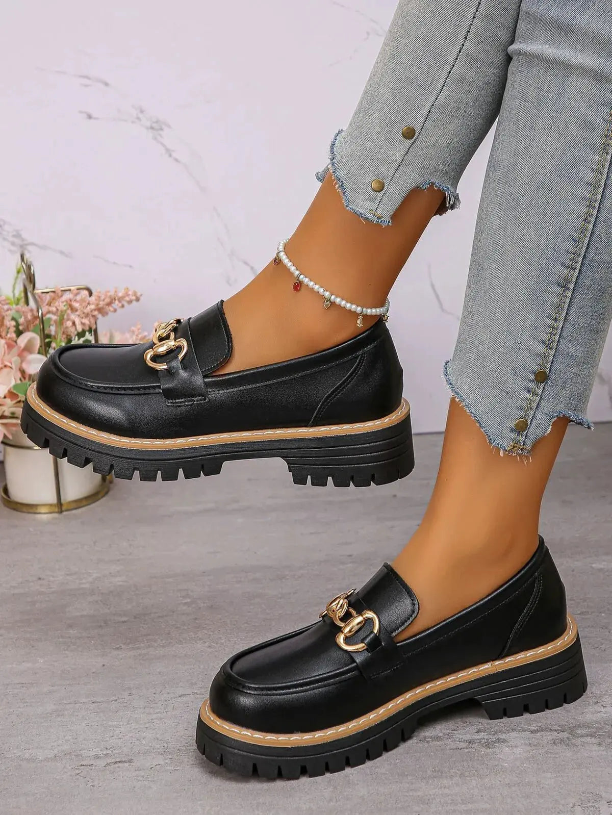 Round Toe Platform Loafers by Partner Label