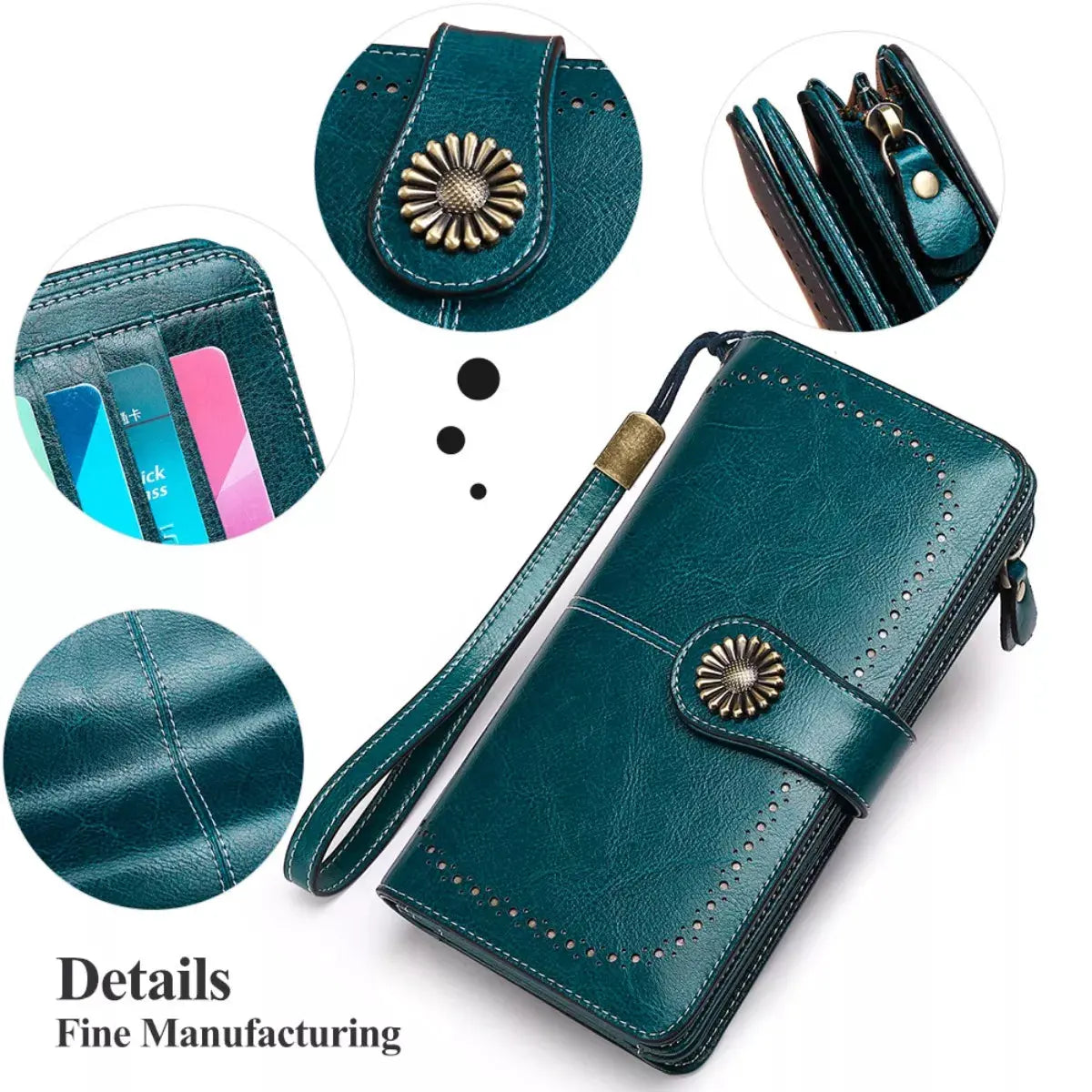 Vintage Style Leather Long Wallet by Partner Label