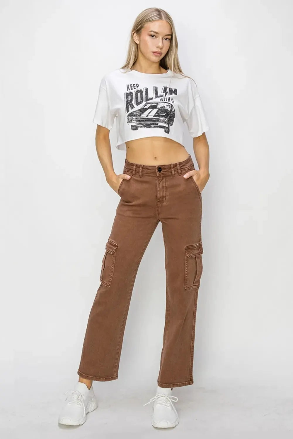 Risen Full Size High Rise Cargo Jeans by RISEN