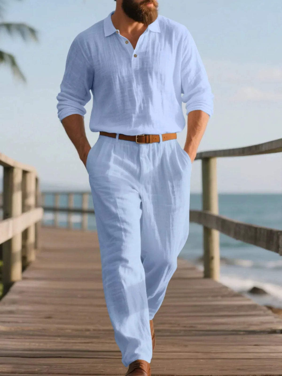 Men's Full Size Long Sleeve Top and Pants Set Plus Size by Trendsi
