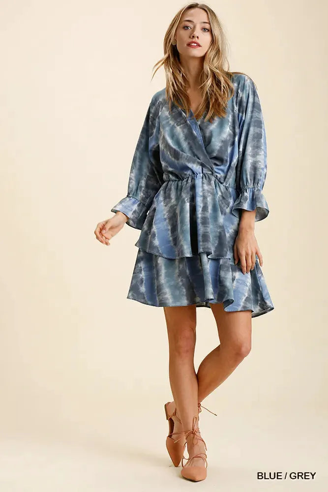 Umgee Tie Dye Ruffled Layered Dress with Elastic Waistband by Umgee