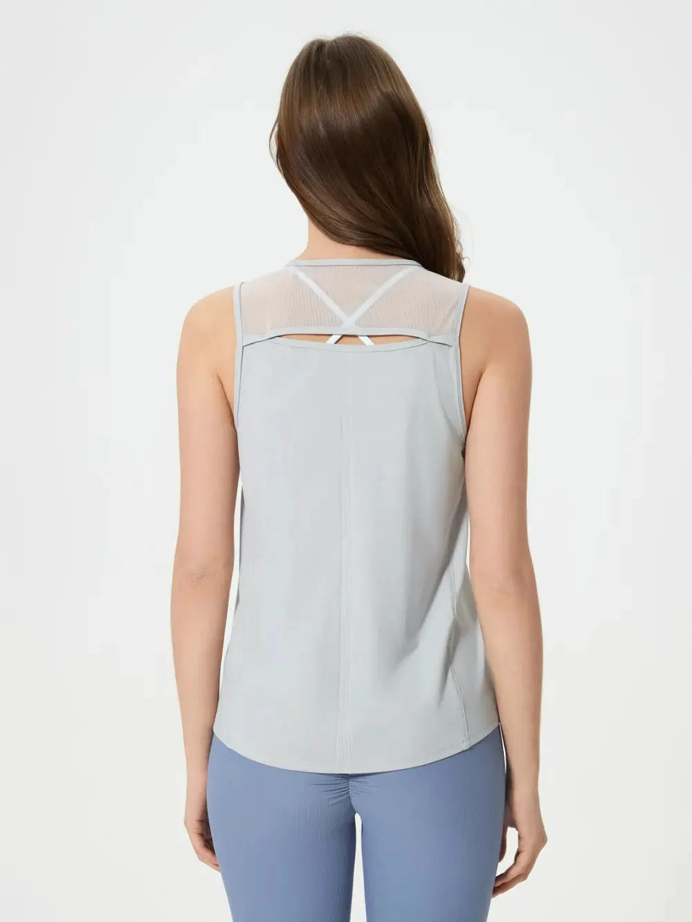 Millennia Cutout Back Round Neck Active Tank by Millennia