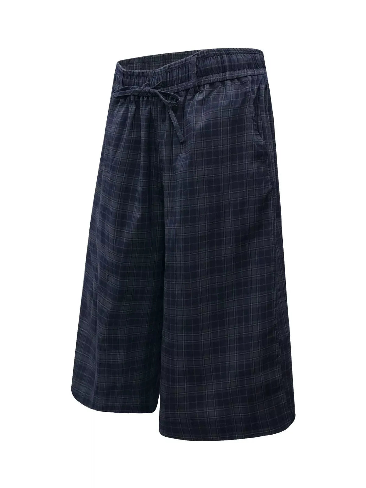 Men's Plaid Wide-Leg Drawstring Shorts by Trendsi