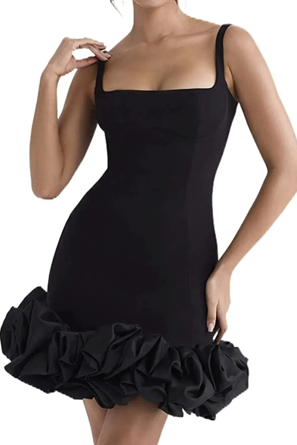 Ruched Square Neck Sleeve Mini Dress by Equanimity Essence