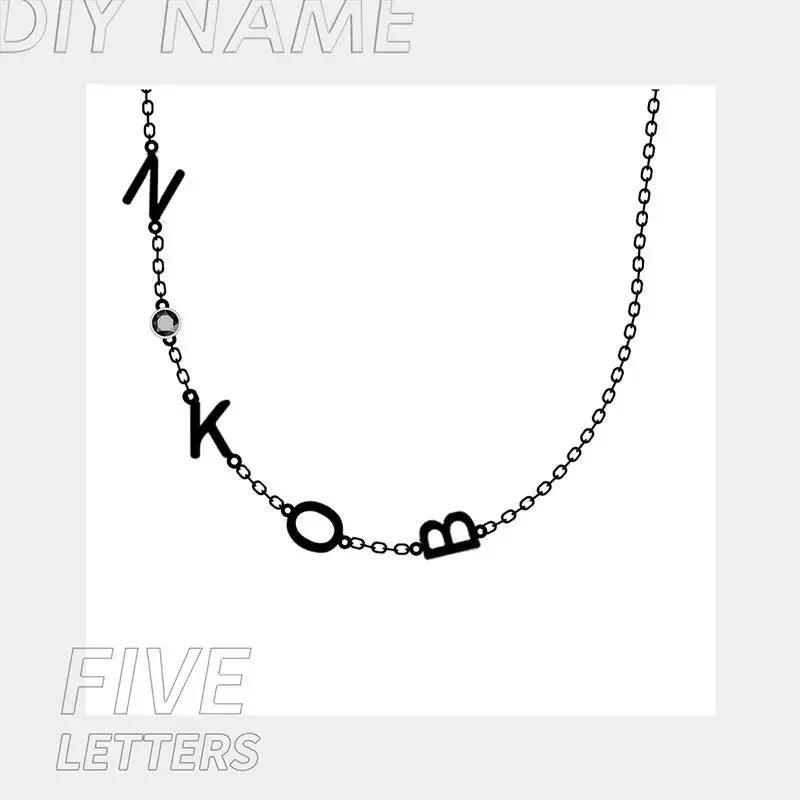 Stainless Steel 26 English Letter Name Necklace by Maiden-Art