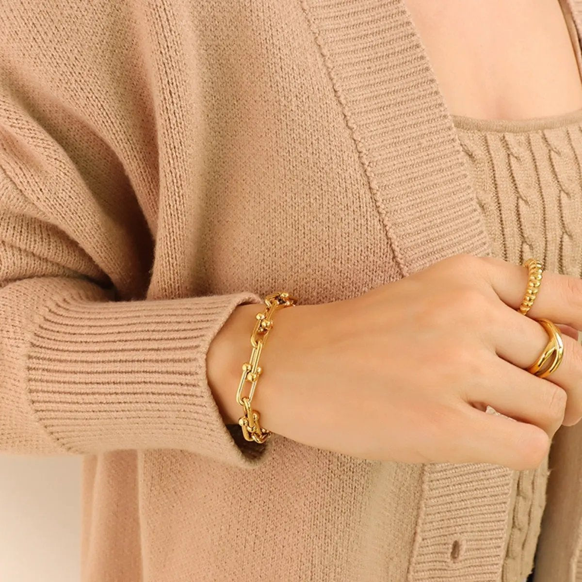 Chunky Chain Titanium Steel Bracelet by Partner Label