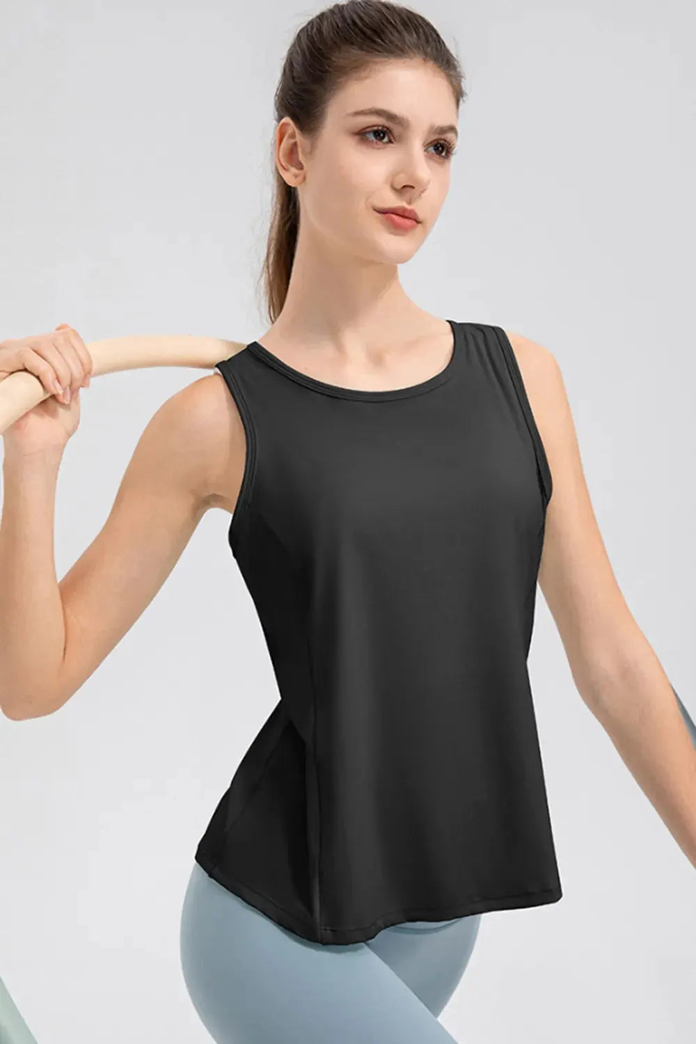 Wide Strap Round Neck Active Tank by Partner Label