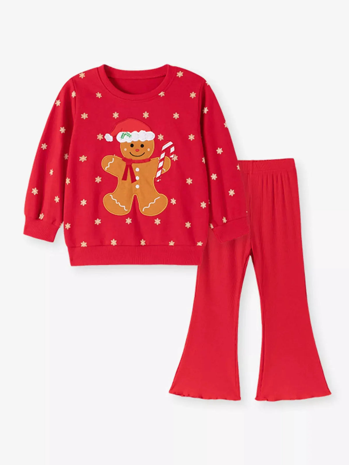 Children's Gingerbread Man Graphic Sweatshirt and Flared Pants Set by Partner Label