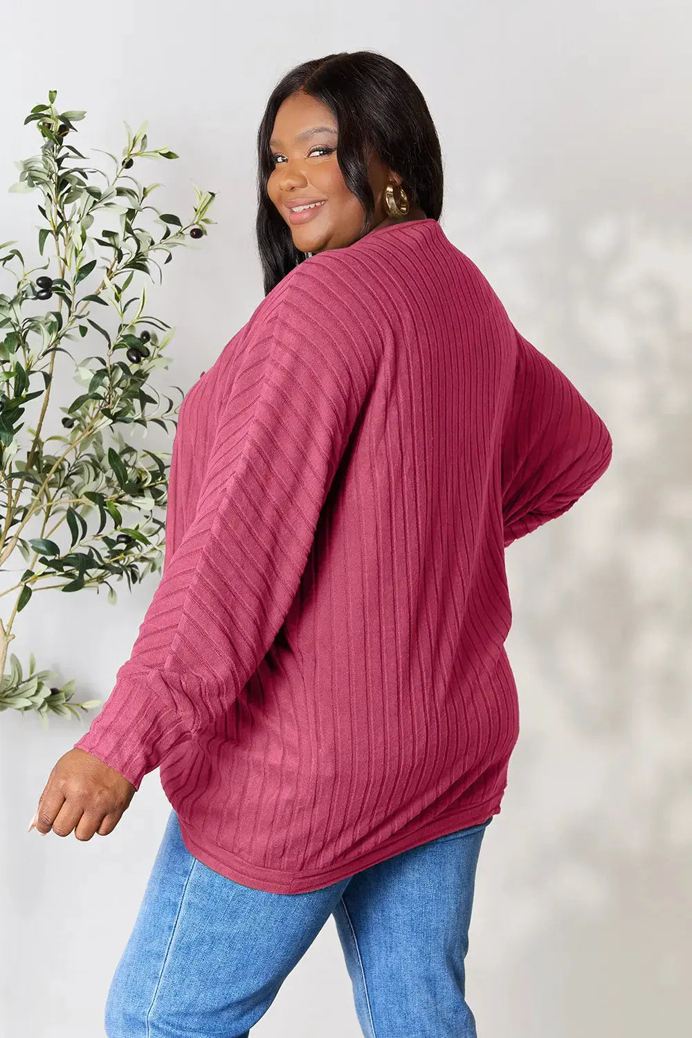 Basic Bae Full Size Ribbed Cocoon Cardigan by Basic Bae