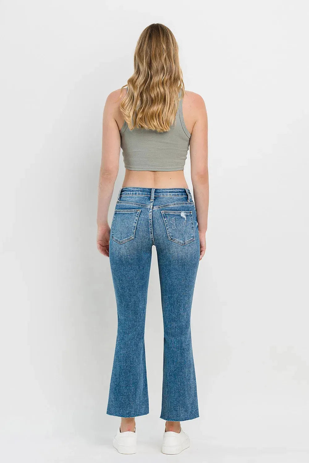 Vervet by Flying Monkey Full Size Mid Rise Distressed Cropped Flare Jeans by Vervet by Flying Monkey