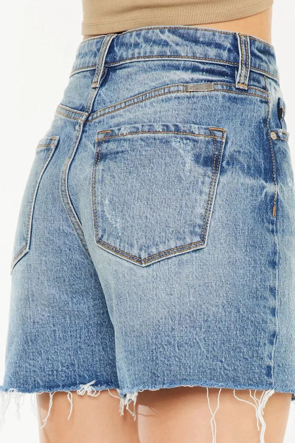 Kancan Full Size Raw Hem High Waist Denim Shorts by Kancan