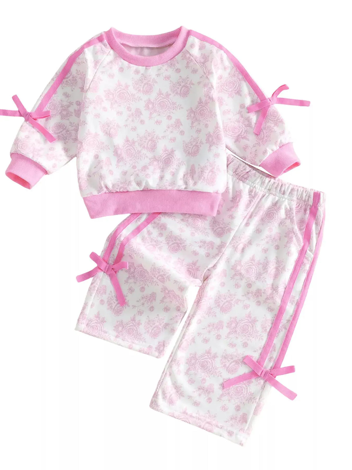 Children's Floral Print Round Neck Top and Pants Two-Piece Lounge Set by Trendsi