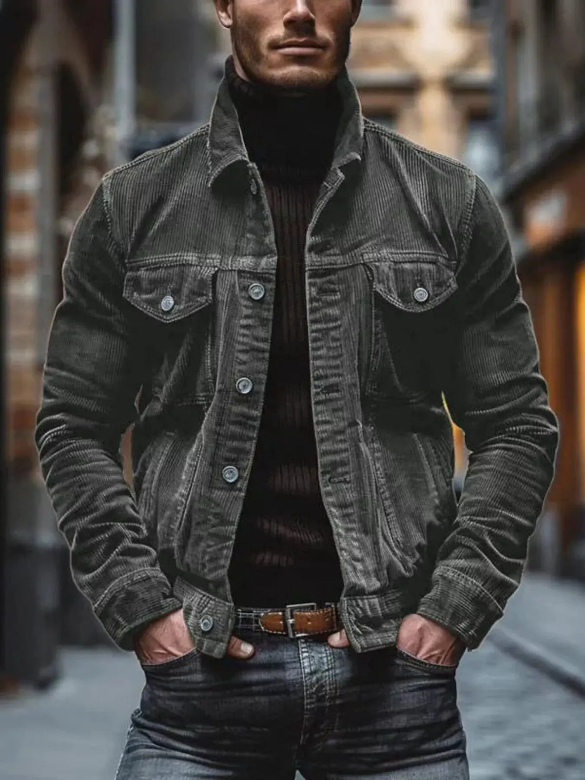 Men's Full Size Corduroy Button-Down Jacket Plus Size by Partner Label