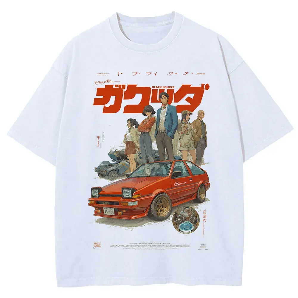 Japanese Kanji Dog Cat Graphic T Shirt Men Harajuku Streetwear Vintage Cotton Tee White by Vimost Shop