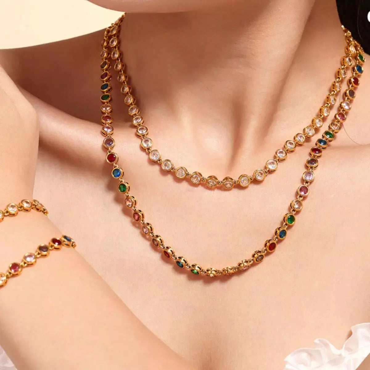 18K Gold-Plated Zircon Necklace by Partner Label