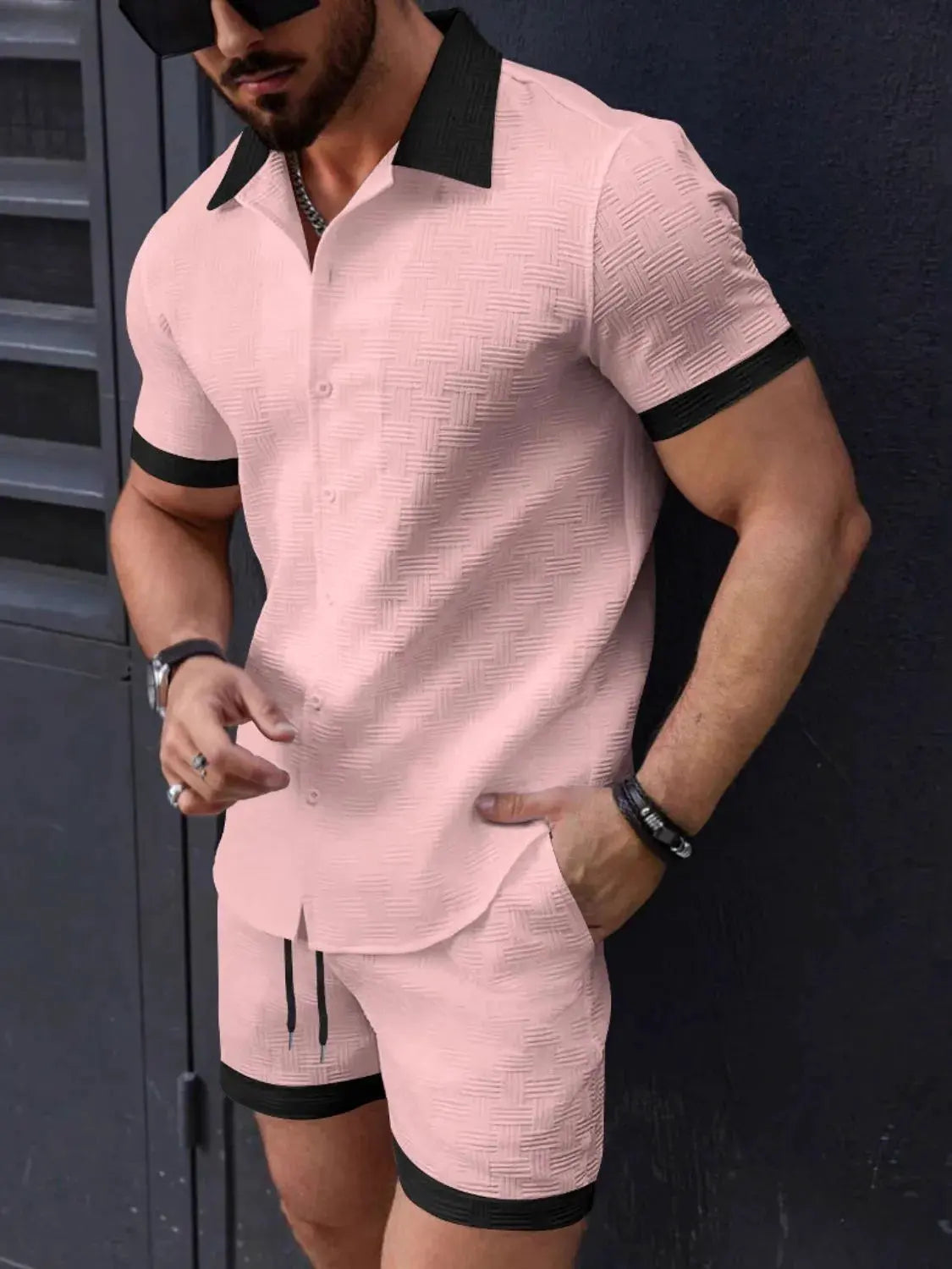 Men's Button Up Short Sleeve Shirt and Shorts Set by Trendsi