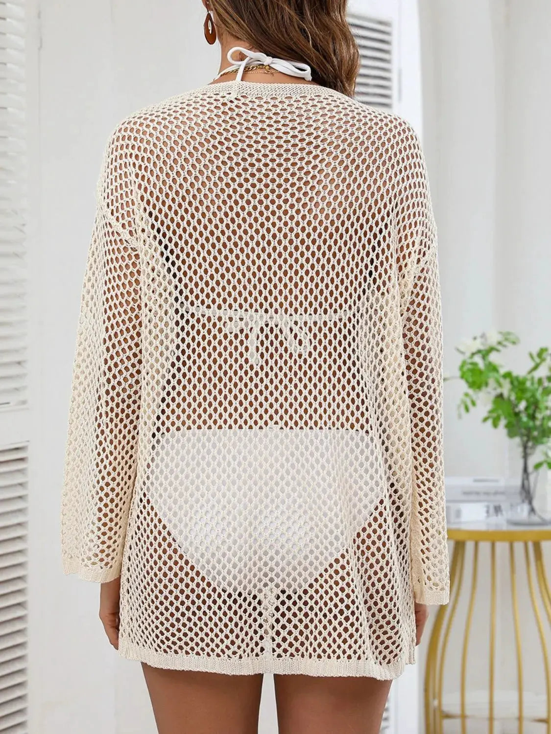 Openwork V-Neck Slit Cover-Up by Partner Labels