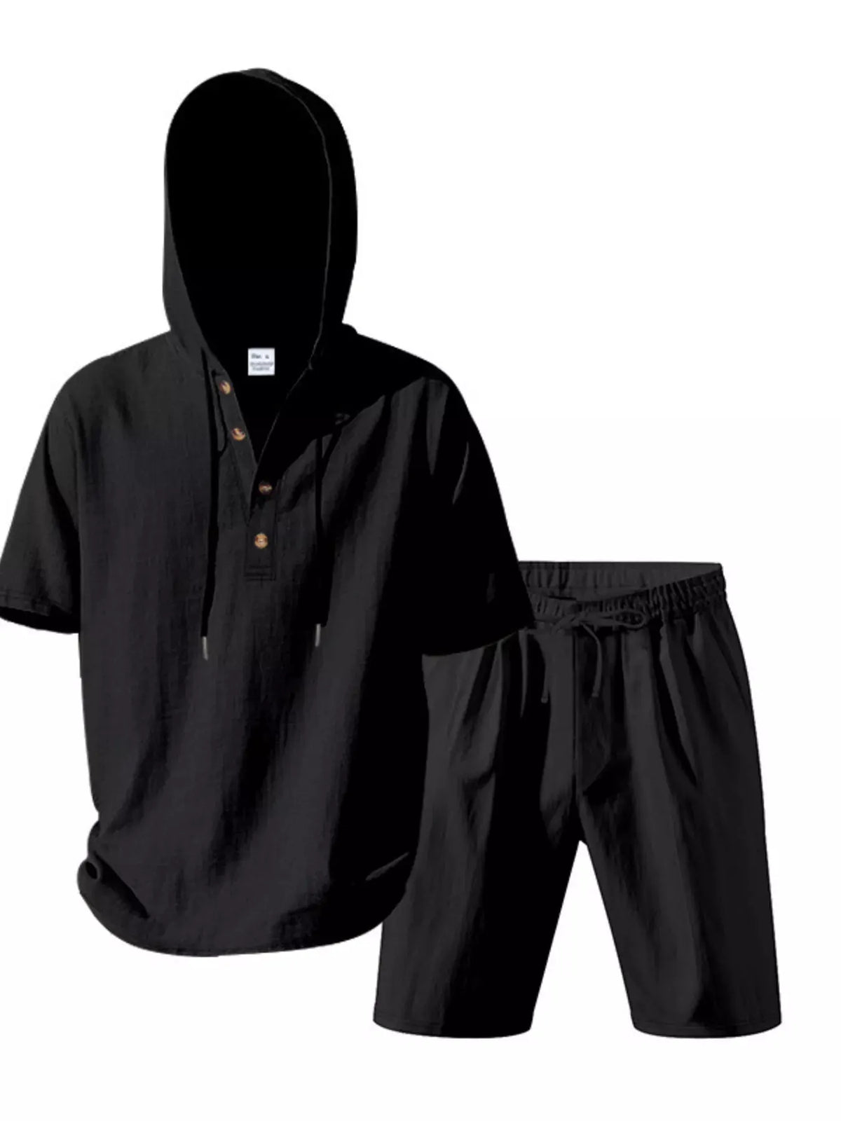 Men's Full Size Casual Short Sleeve Hooded Top & Shorts Set Plus Size by Trendsi