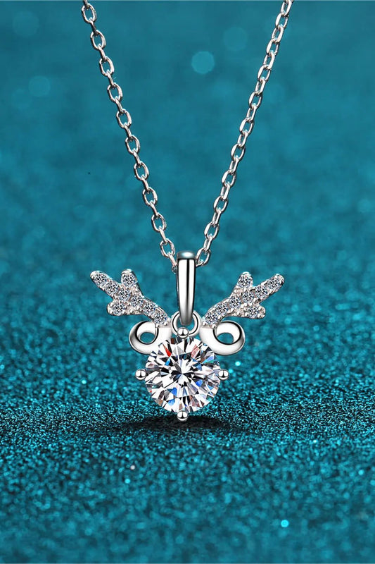 1 Carat Moissanite Key Pendant Necklace in 925 Sterling Silver by Partner Label