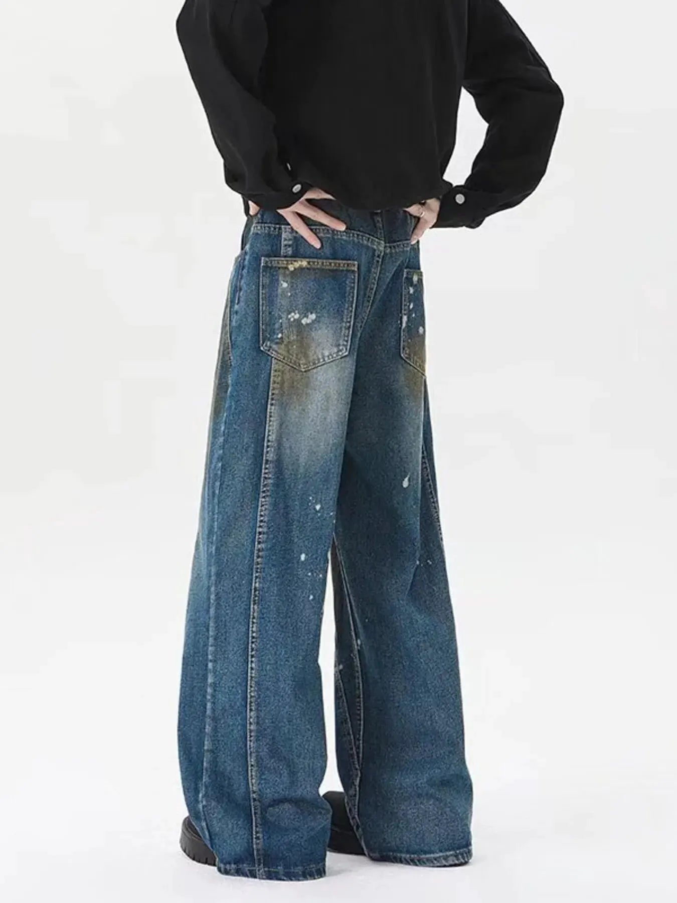 Men's Plus Size Wide Leg Jeans by Partner Label