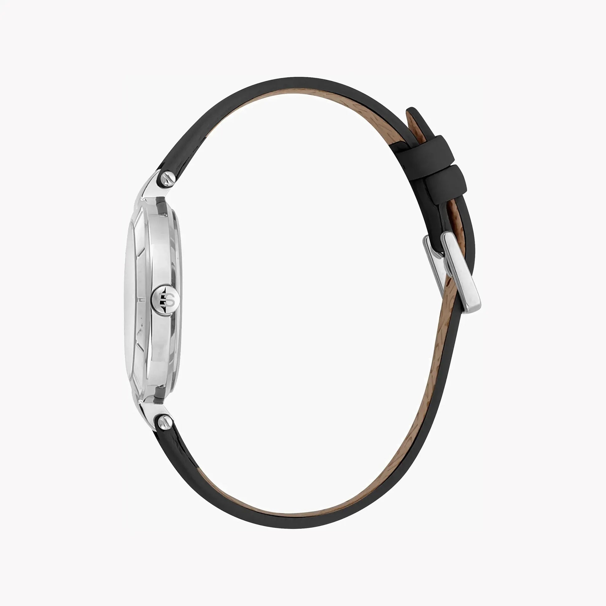 Esprit Women's Black Leather Watch, Silver Dial | Es1l153m0045 by ESPRIT