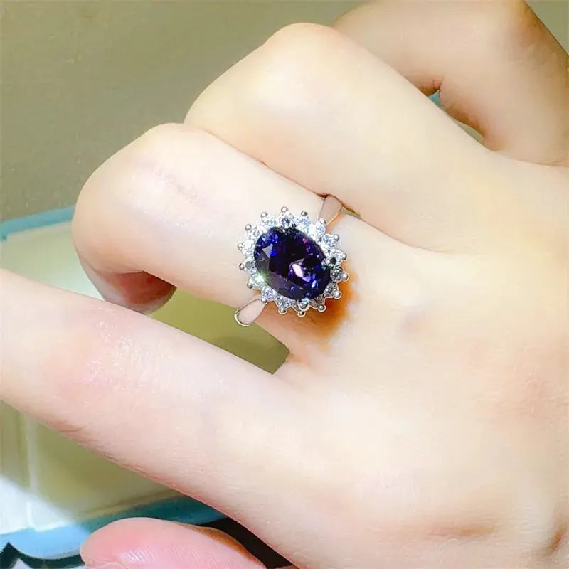 2 Carat 925 Sterling Silver Oval Moissanite Ring by Partner Label
