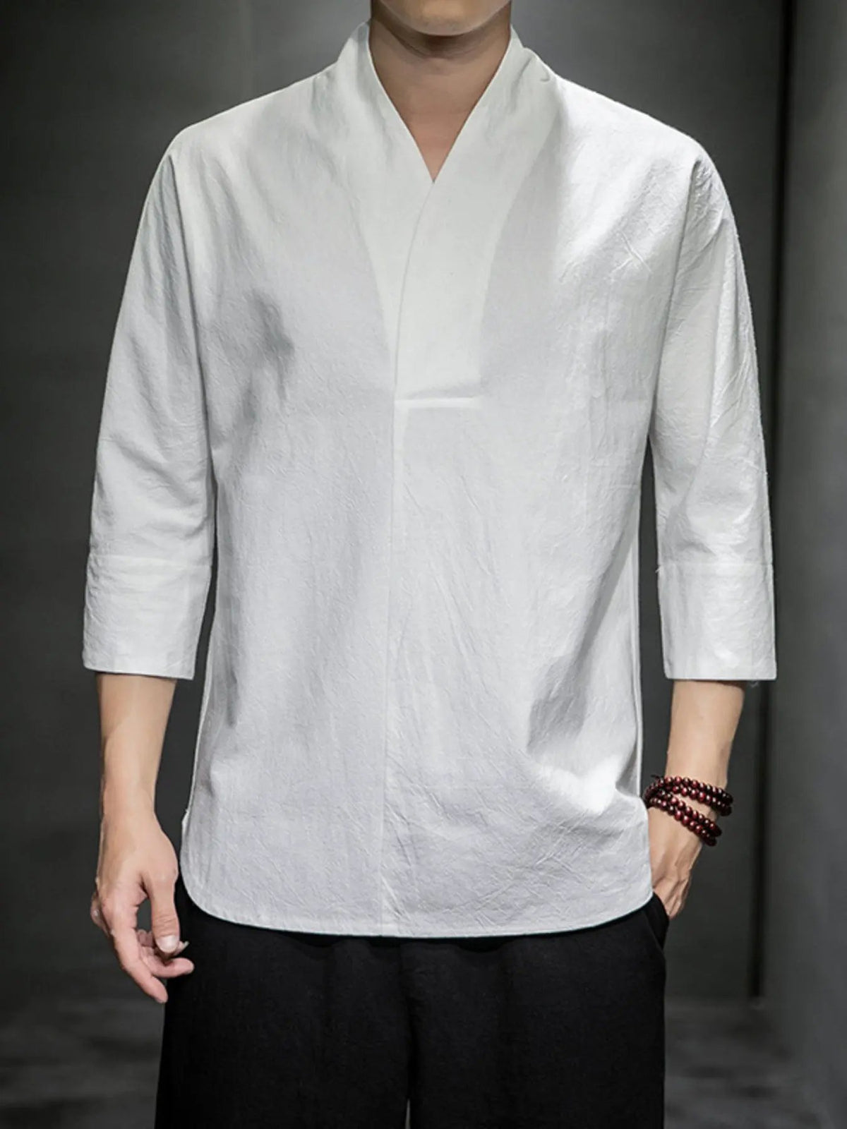 Men's Plus Size Loose Fit 3/4 Sleeve Shirt by Trendsi