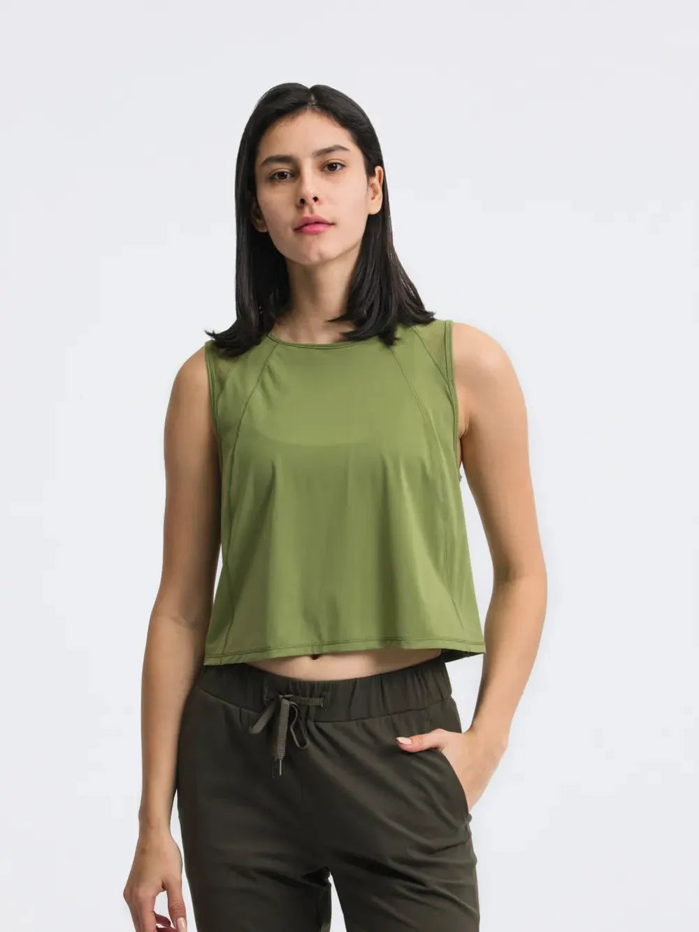 Millennia Round Neck Cropped Active Tank by Millennia