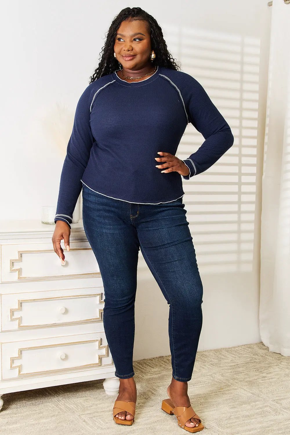 Basic Bae Long Raglan Sleeve Round Neck Top by Basic Bae