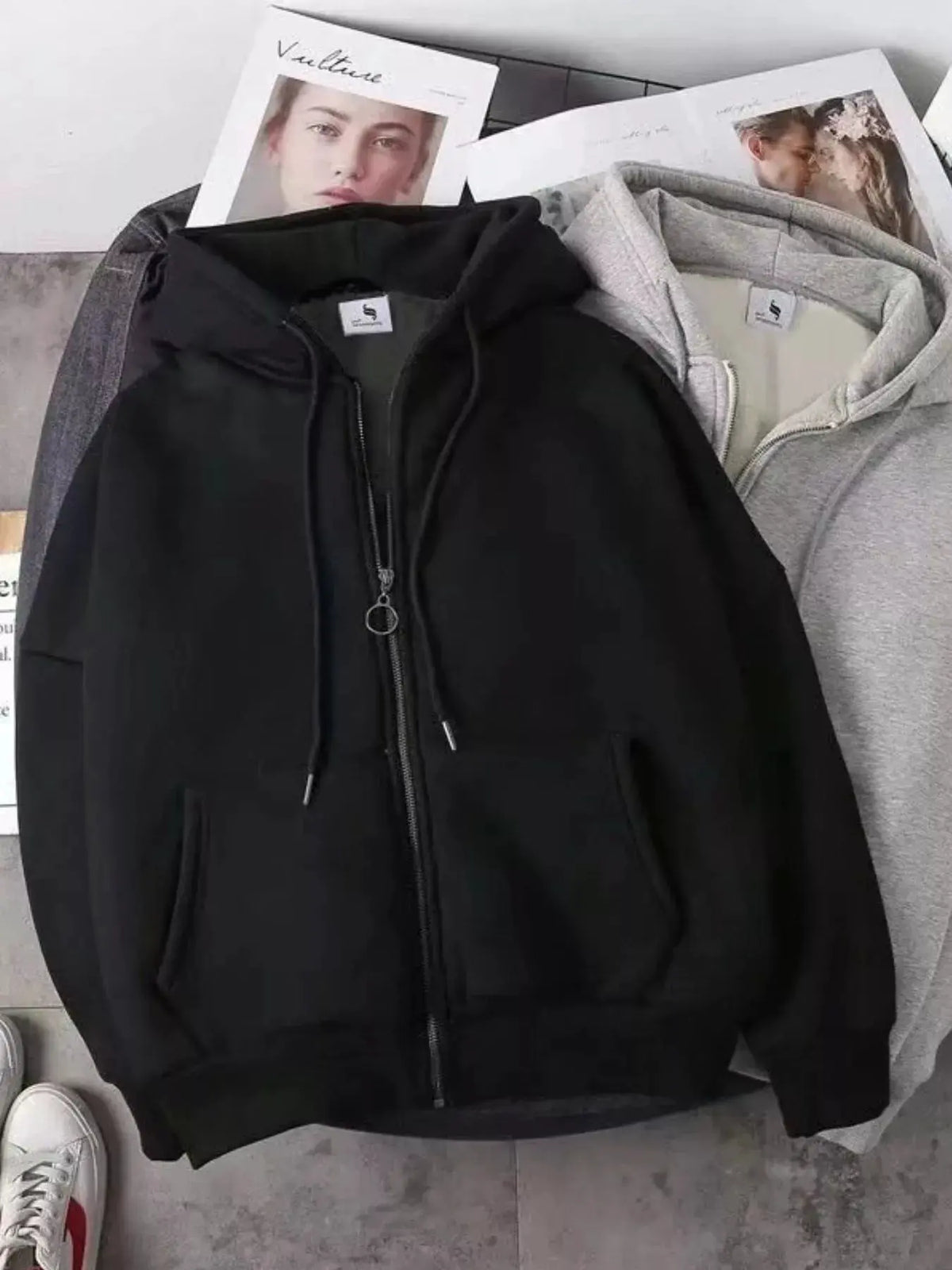 Men's Plus Size Fleece Lined Zip-Up Hoodie by Partner Label