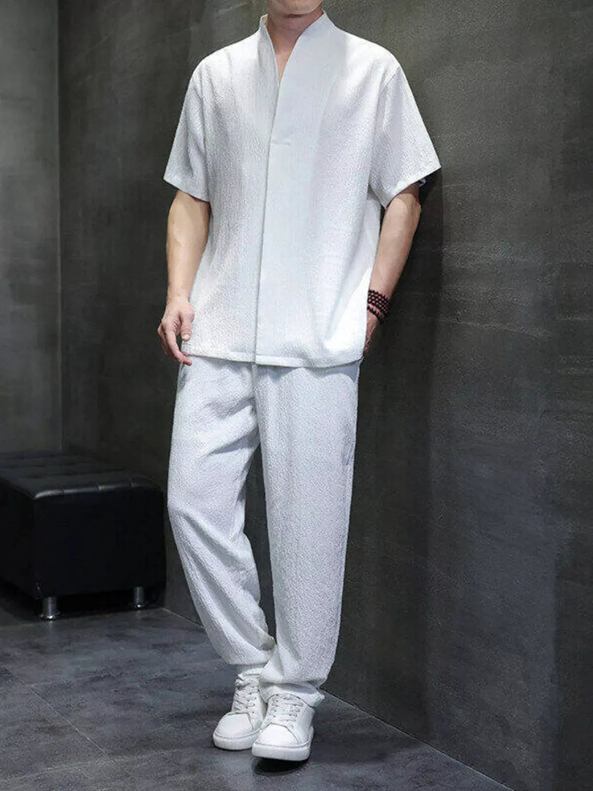 Men's Plus Size Casual Short Sleeve Top and Pants Set by Trendsi