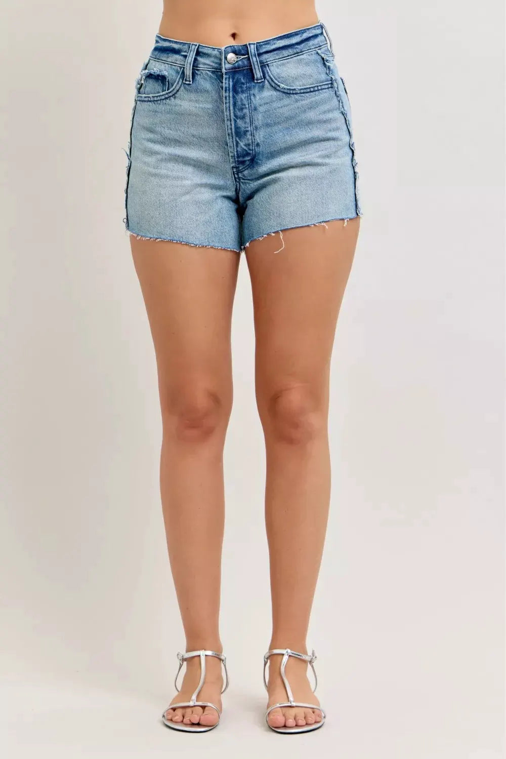 Judy Blue Hw Rigid Magic Cut Off Denim Shorts with Raw Side Seams by Judy Blue