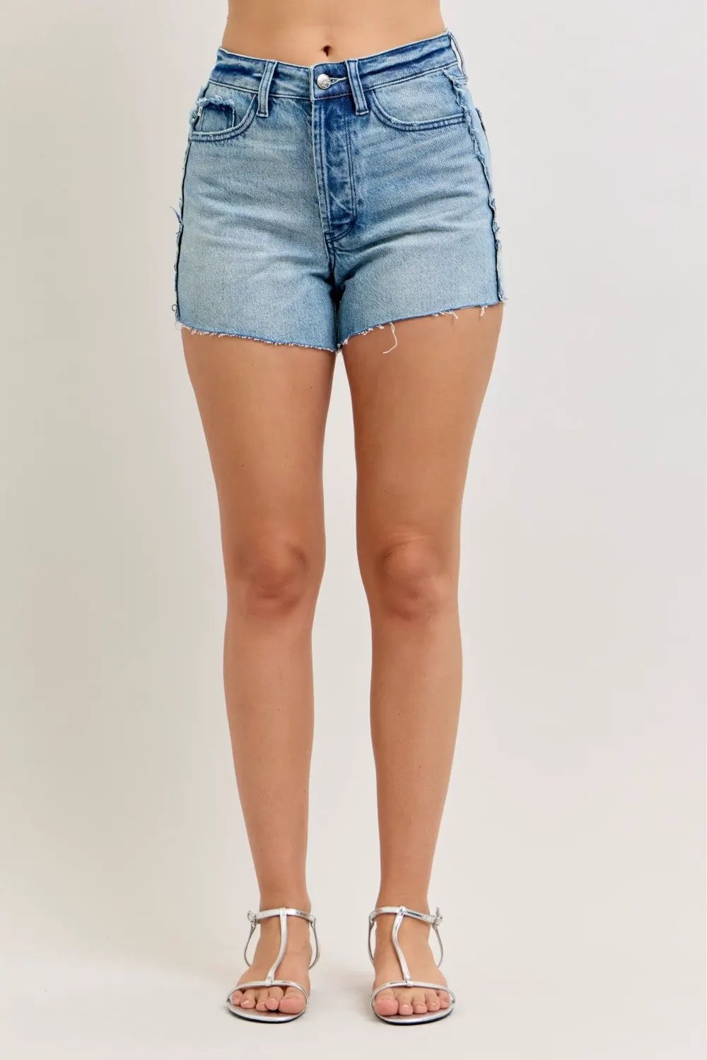 Judy Blue Hw Rigid Magic Cut Off Denim Shorts with Raw Side Seams by Judy Blue
