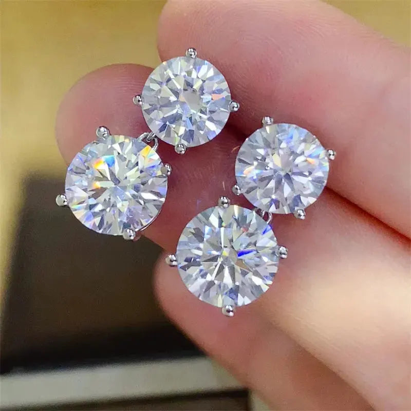 10 Carat Moissanite 925 Sterling Silver Earrings by Partner Label