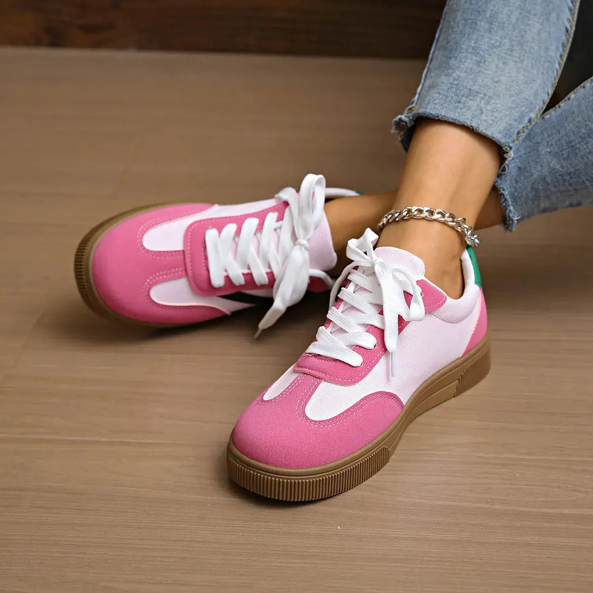 Round Toe Lace Up Sneakers by Partner Label