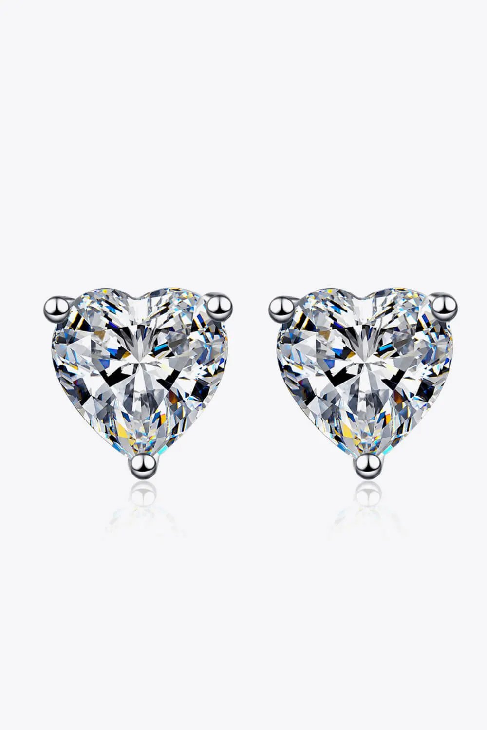 2 Carat Moissanite Heart-Shaped Stud Earrings by Partner Label