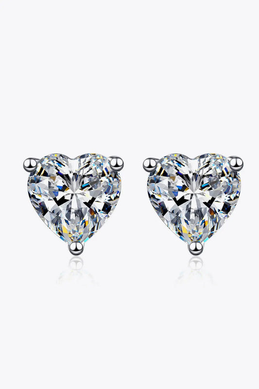 2 Carat Moissanite Heart-Shaped Stud Earrings by Partner Label