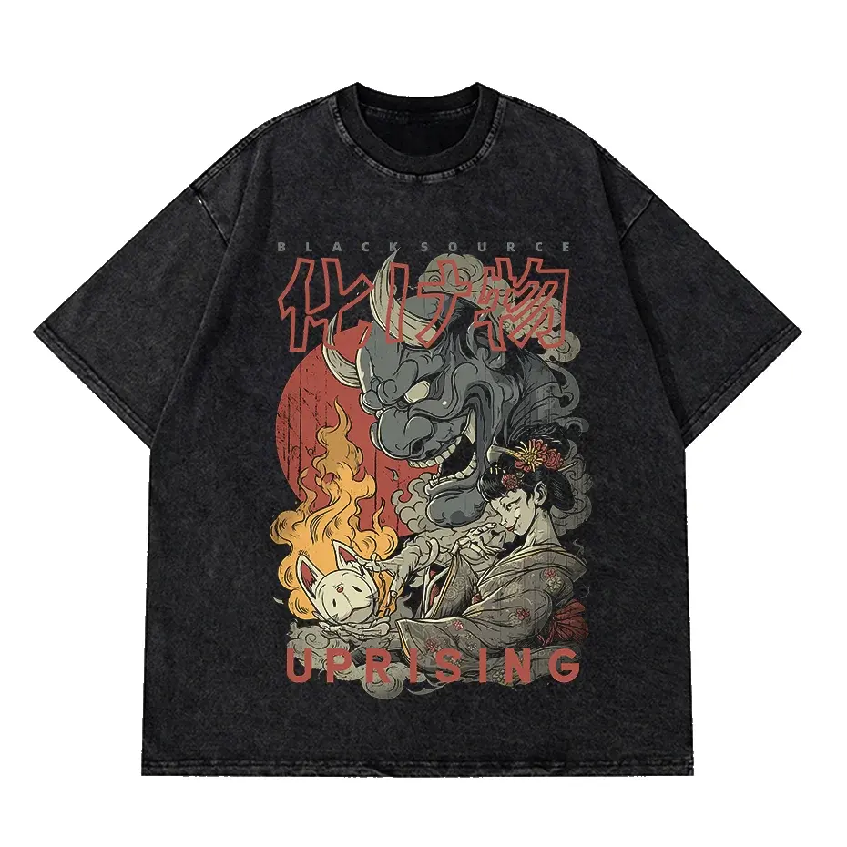 Japanese Vintage Cartoon Print T Shirt Unisex Casual Short Sleeve by Vimost Shop
