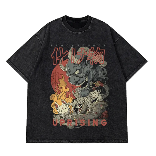 Japanese Vintage Cartoon Print T Shirt Unisex Casual Short Sleeve by Vimost Shop