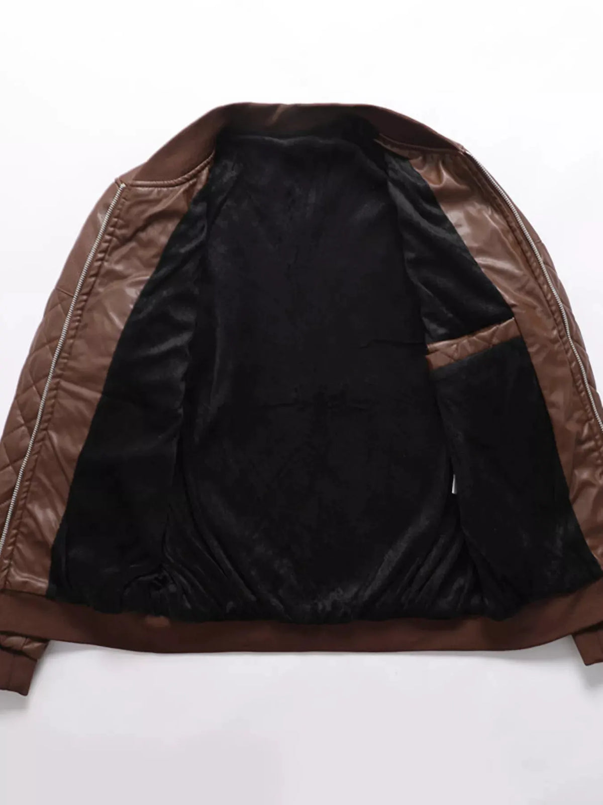 Men's Plus Size Quilted Faux Leather Bomber Jacket by Partner Label