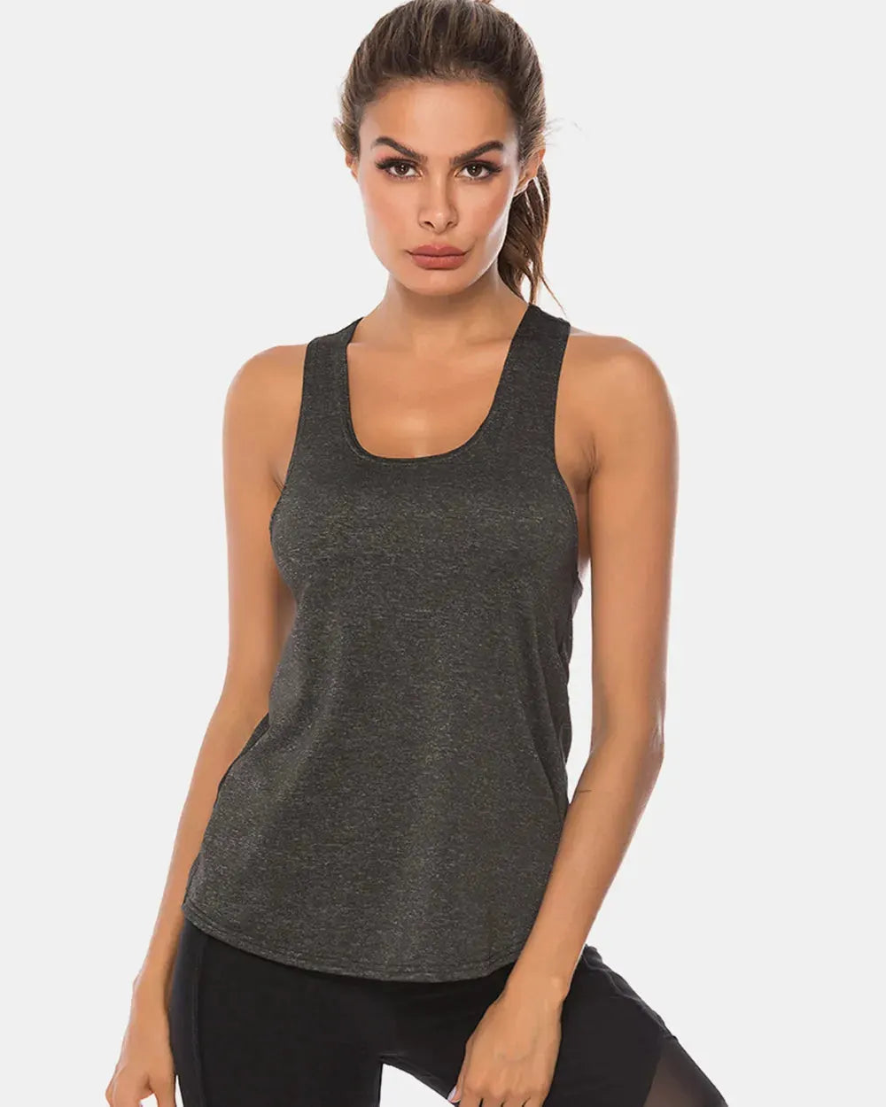 Full Size Scoop Neck Wide Strap Active Tank by Partner Label