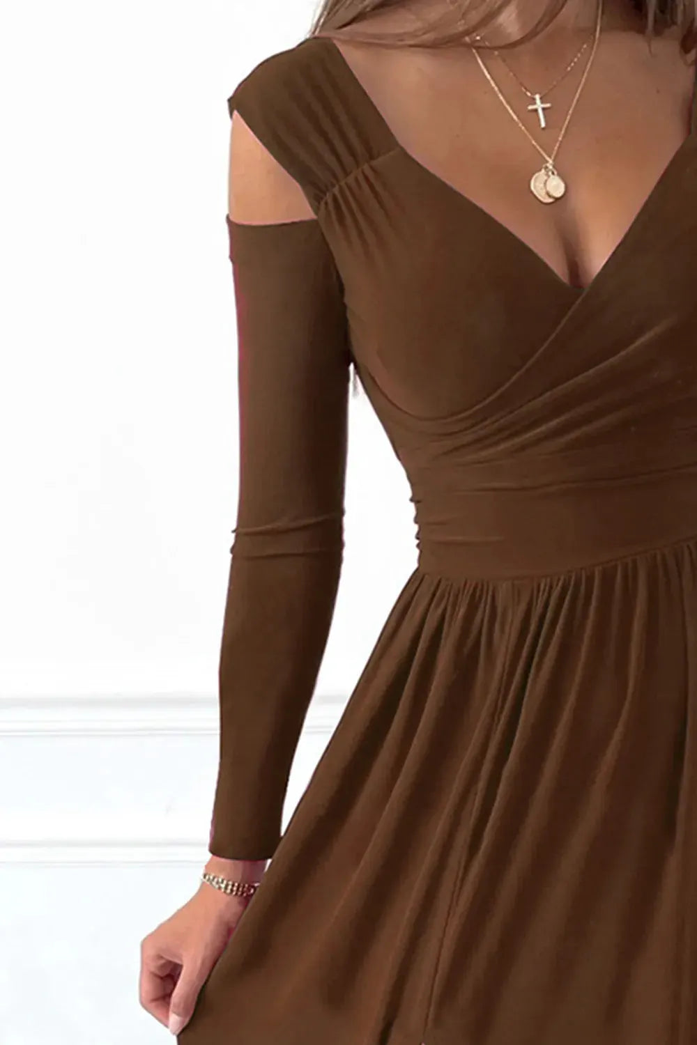 Slit Surplice Long Sleeve Maxi Dress by Partner Label